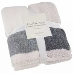 Home & Co Grey Check Sherpa Throw