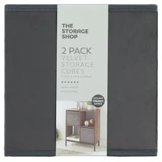 Lokken Velvet Storage Cubes 2pk - Grey 4 Lokken Velvet Storage Cubes 2pk - Grey - Image 2