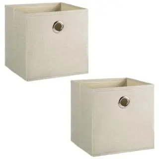 Lokken Linen Storage Cubes 2pk - Natural 5 Lokken Linen Storage Cubes 2pk - Natural - Image 3