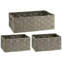 B&M Caen Set Of 3 Paper Rope Baskets - Grey