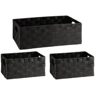 B&M Caen Set Of 3 Paper Rope Baskets - Black 3 B&M Caen Set Of 3 Paper Rope Baskets - Black