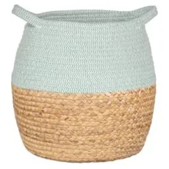 B&M Rope & Wicker Belly Basket - Green