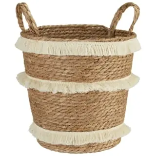 B&M Fringe Stripe Wicker Basket 3 B&M Fringe Stripe Wicker Basket