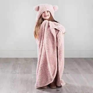 Simply Kids Hooded Sherpa Blanket - Blush 3 Simply Kids Hooded Sherpa Blanket - Blush